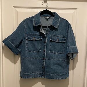 Steve Madden Blue Denim Short Sleeve Jacket